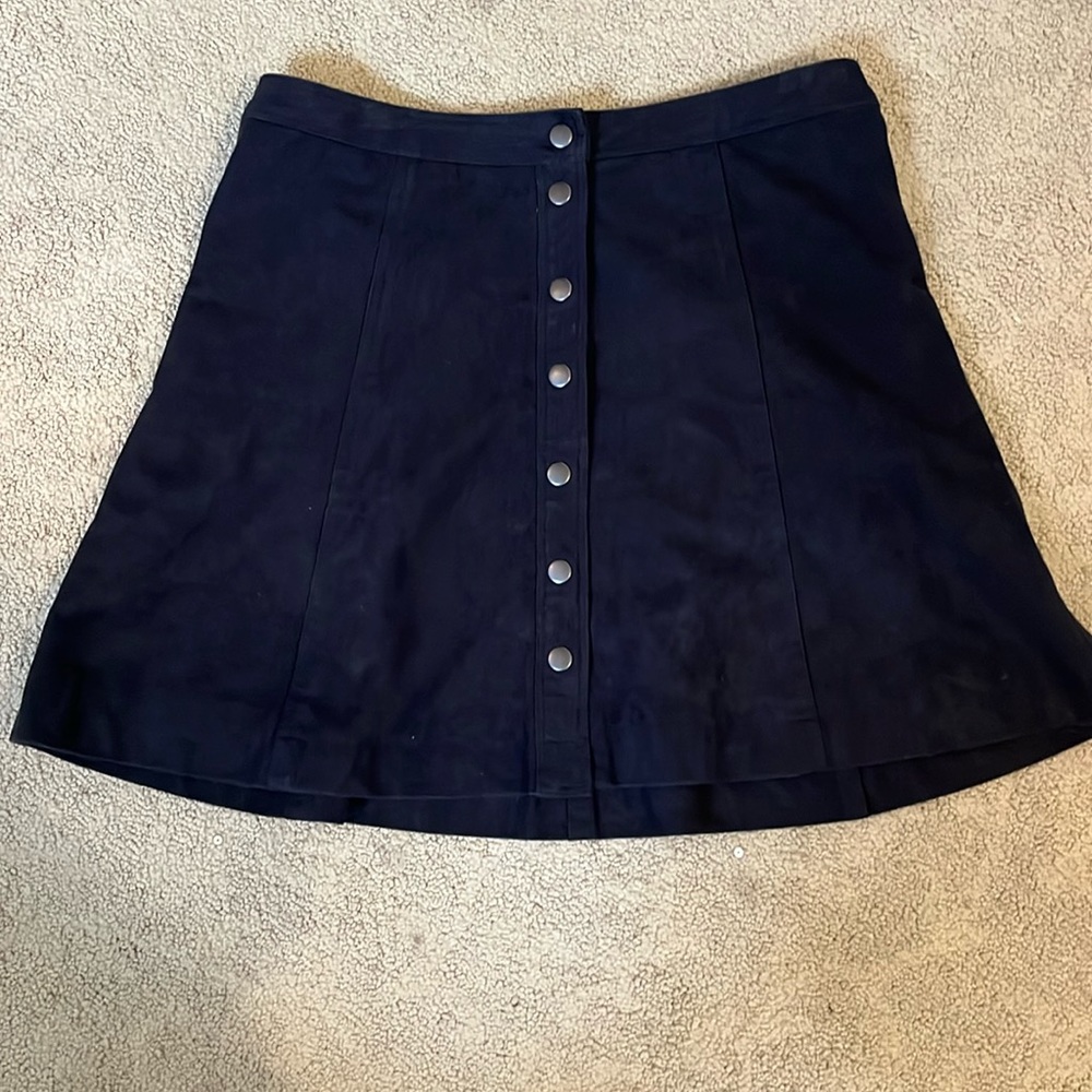Abercrombie Suede Button Front Navy Skirt size 6